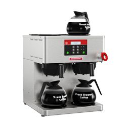 Twin, digitally controlled decanter brewer.