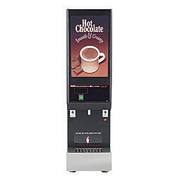 Powdered Hot Chocolate Dispenser. Black, moderate volume with (1) hopper of 8 lbs. capacity.