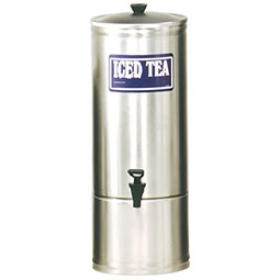 S Series Stainless Steel Iced Tea Dispenser. 5 gallon capacity, 7 faucet clearance.