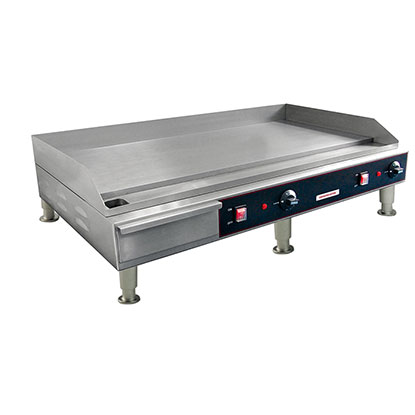 Medium Duty Electric Griddle. 2 heating elements, 1/2 griddle plate thickness.