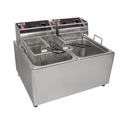 Countertop Electric Fryers. (2) 15 lbs. fry pots with (4) baskets.