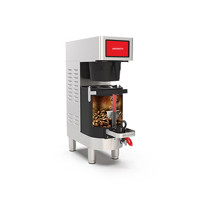 PrecisionBrew Air-Heated Shuttle. Single digitally controlled brewer with virtual sight glass
