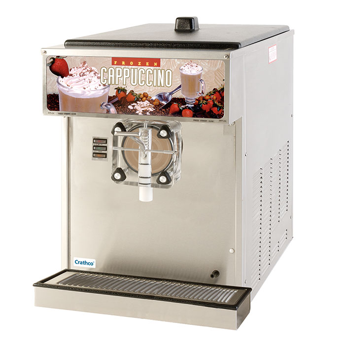 Frozen Beverage Dispenser. Barrel Freezer. Electronic controls. Single barrel, 1.5 hp, air-cooled, 0.5 hp drive motor.