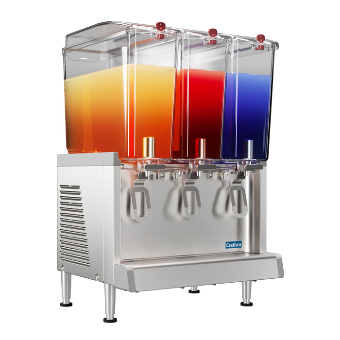 Simplicity Bubbler® Premix Cold Beverage Dispenser. (3) 4.75 gallon bowls, agitator model.