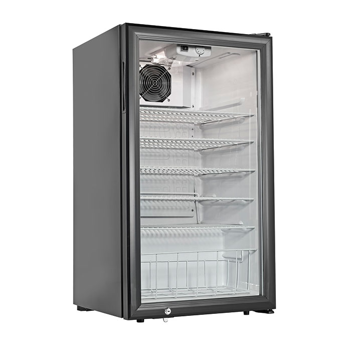 Countertop Refrigerator. Black, 3.8 cubic feet, (5) shelves.