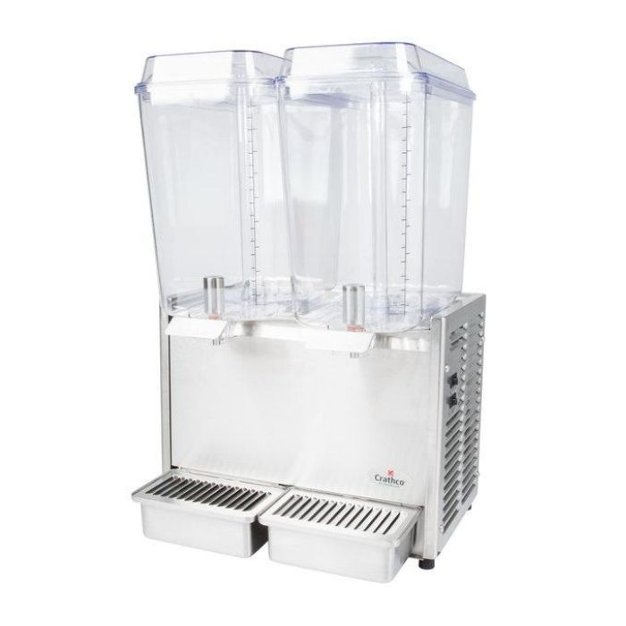 Crathco Classic Bubbler® Premix Cold Beverage Dispenser. (2) 5 gal. bowls. Stainless steel side panels and drip tray.