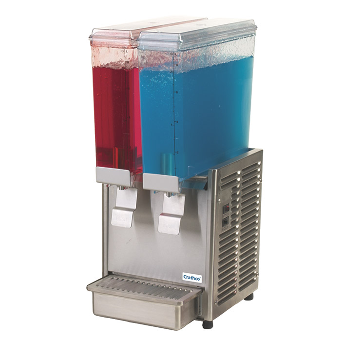 Crathco Classic Bubbler® Premix Cold Beverage Dispenser. (2) 2.4 gal. bowls. Stainless steel side panels and drip tray.