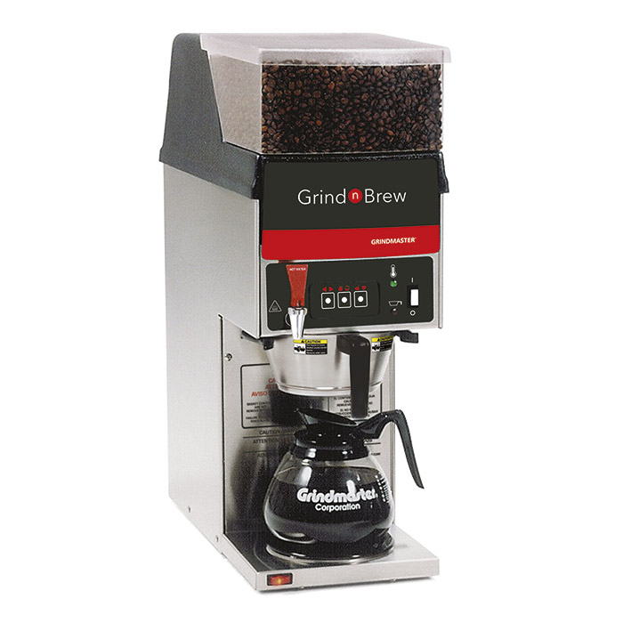 Grind’n Brew Coffee System. Single decanter brewer with single 5.5 lbs. bean hopper.