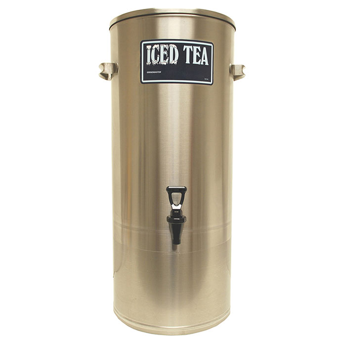 S Series Stainless Steel Iced Tea Dispenser. 10 gallon capacity with handles, 9 faucet clearance.